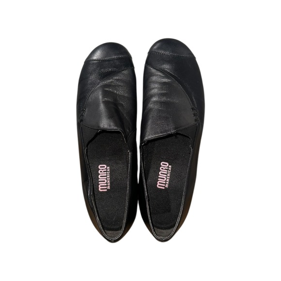 Munro Shoes - Munro Womens 9.5 Narrow Black Flats Leather Comfort Slip On USA